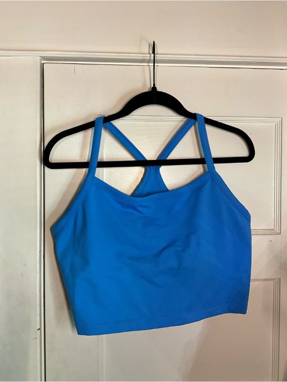 Crossback Crop Sports Bra Top — Bright Blue